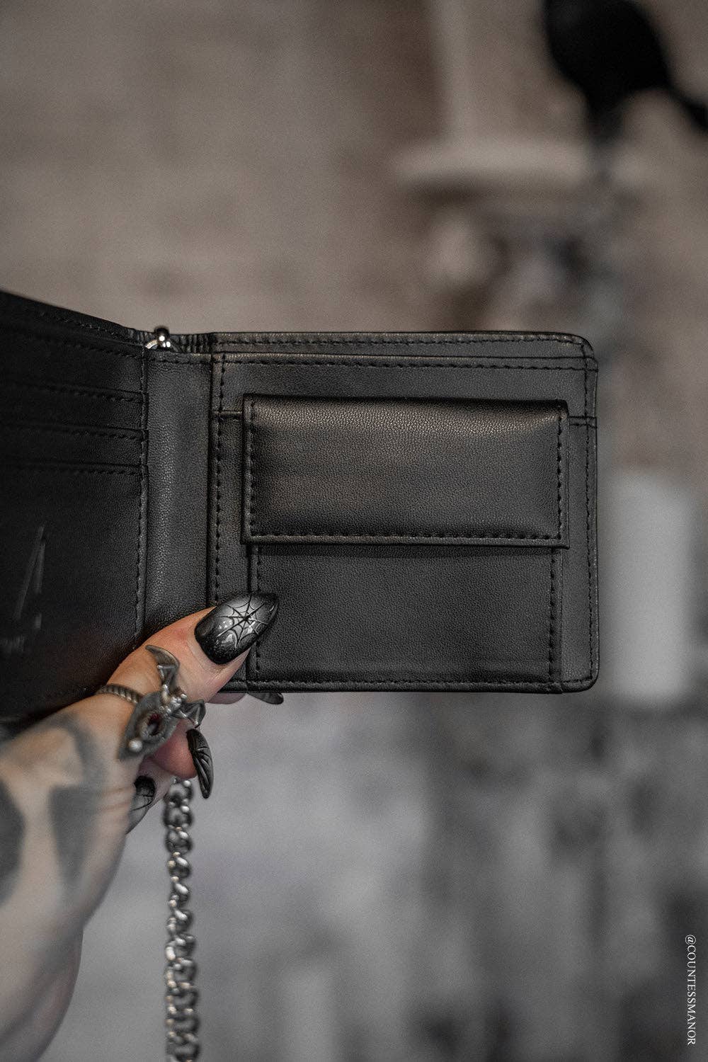 vampirefreaks - Portafoglio Bifold in Pelle con Catena