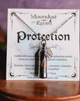 Moondust and Raven - Collana con amuleto Protection Spell Jar, Witchy Crystal Jewelry