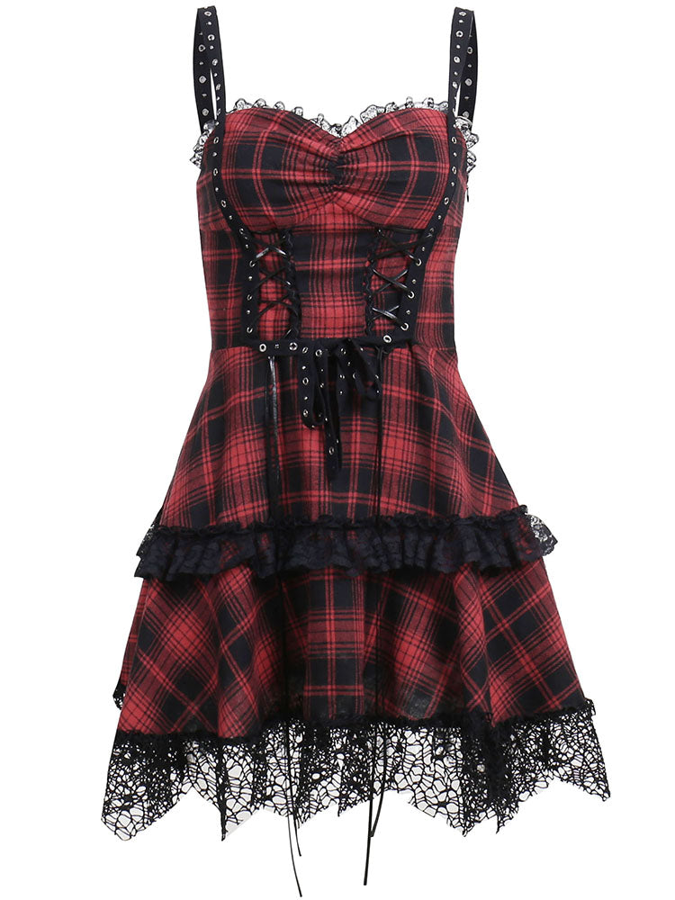 Red tartan dress no sleeve
