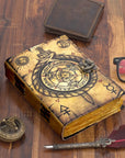 Diario in pelle vintage con stampa a bussola