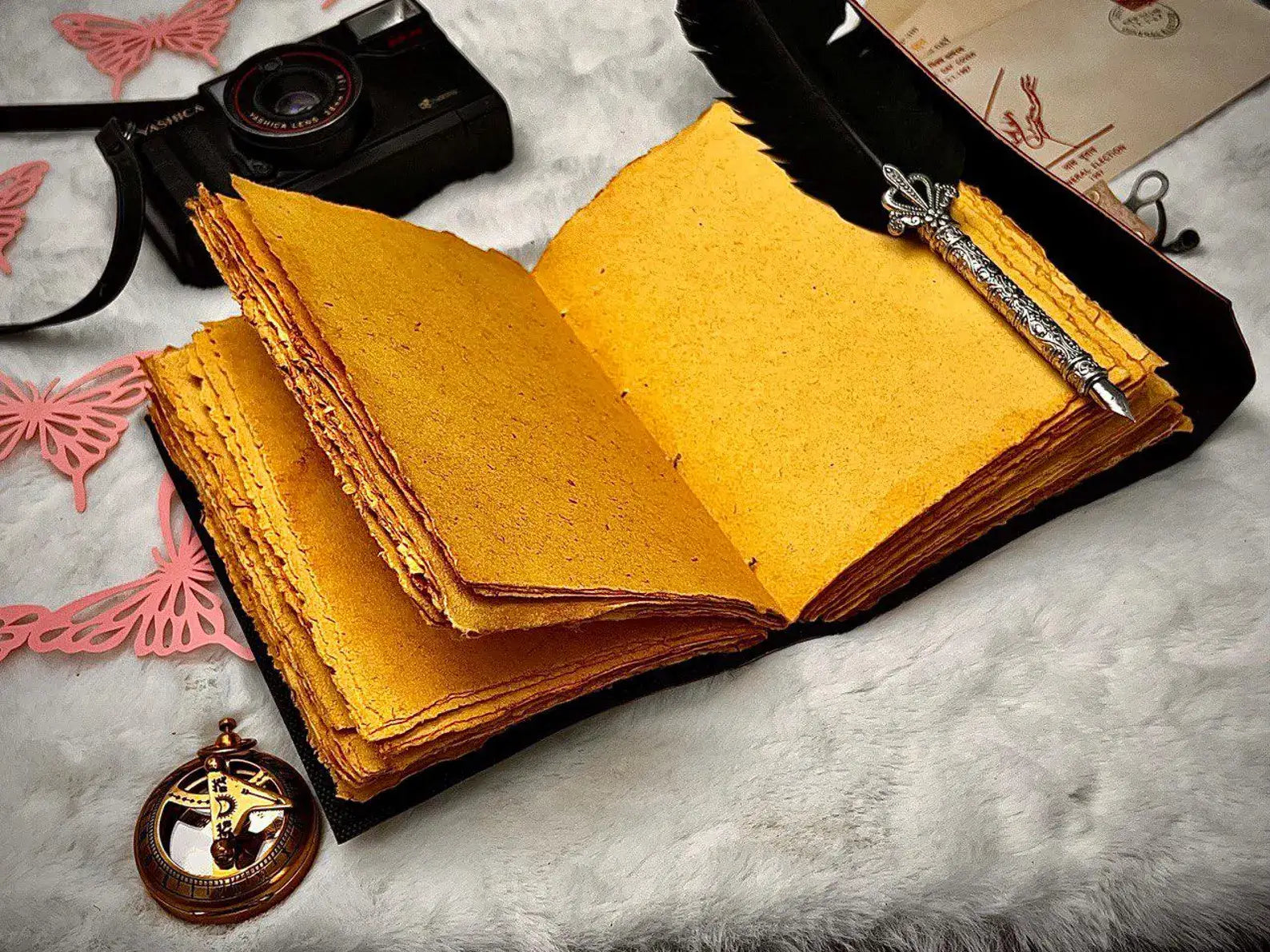 Diario in Pelle Vintage con Rilievo di Harry Potter