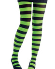 P'tit Clown - Collant Opaco a Righe - Nero, Verde Fluo