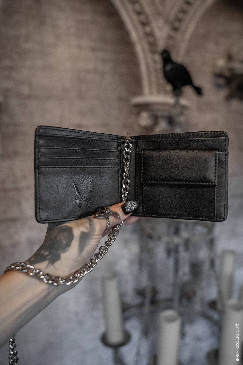 vampirefreaks - Portafoglio Bifold in Pelle con Catena