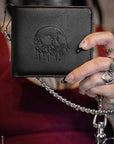 vampirefreaks - Portafoglio Bifold con Catena in Rilievo Teschio Drip