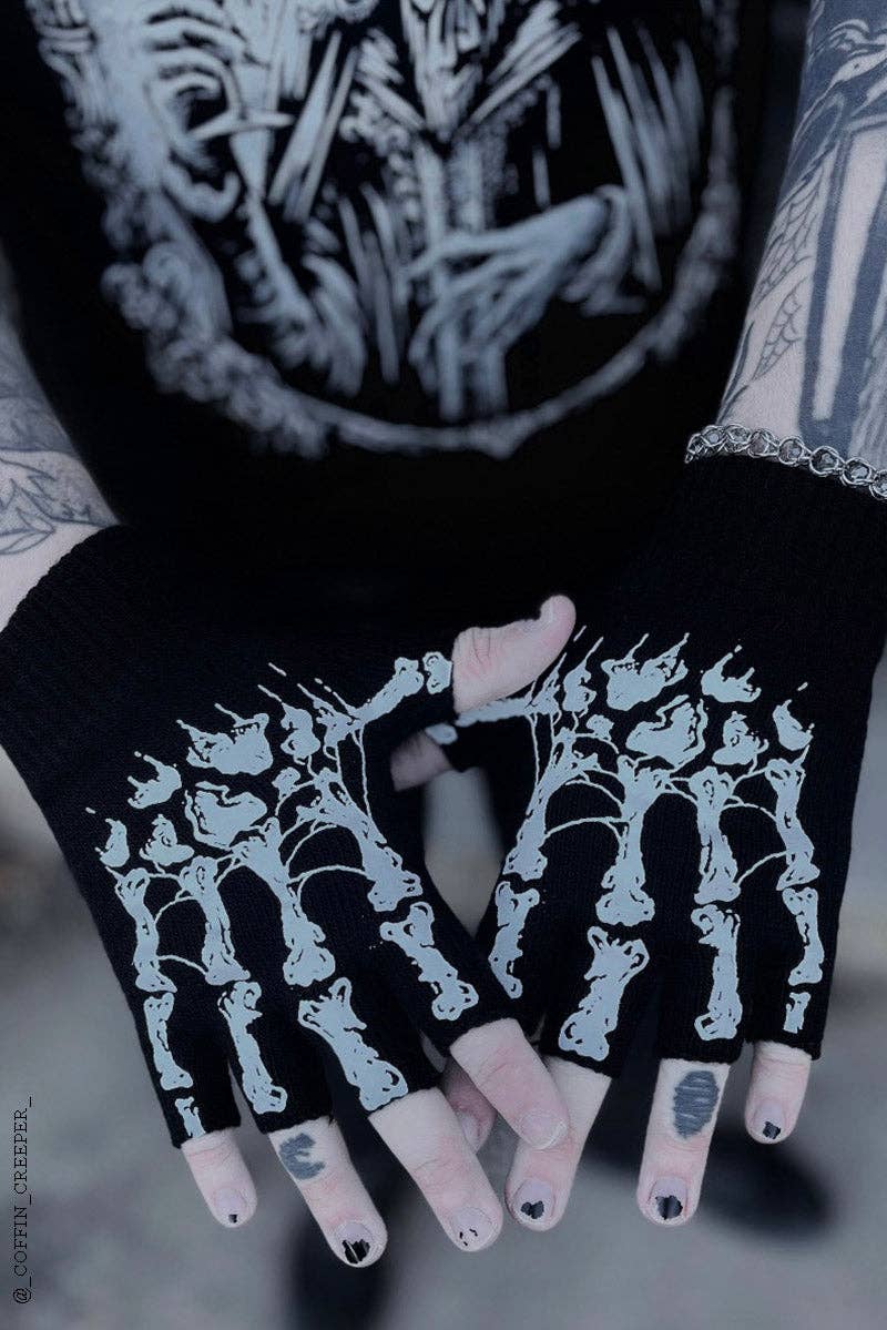 vampirefreaks - Guanti Dead Inside Fingerless Skeleton