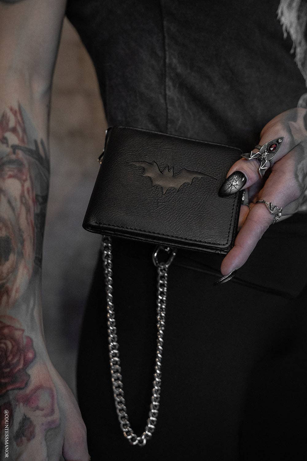 vampirefreaks - Portafoglio Bifold in Pelle con Catena