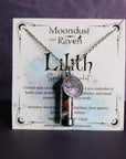 Moondust and Raven - Collana con amuleto Lilith Spell Jar, gioielli Witchy Crystal