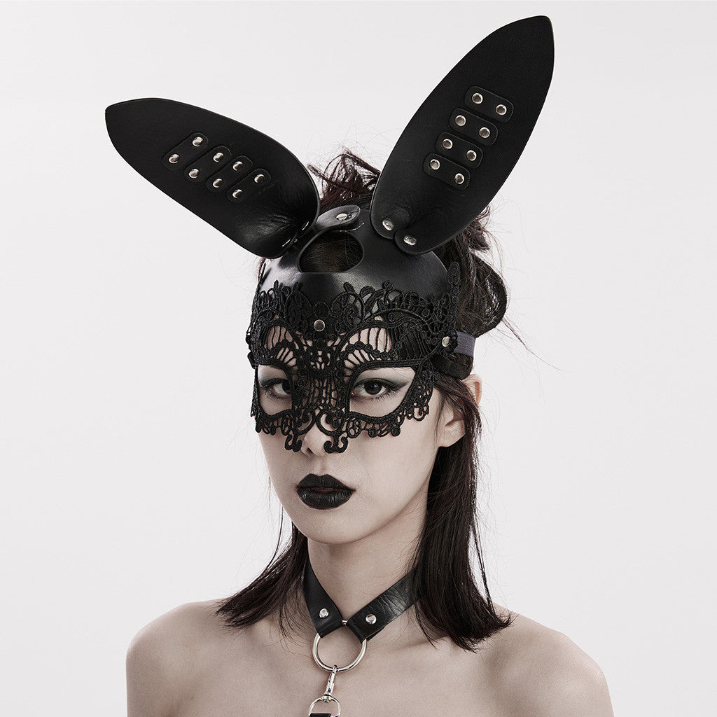 Punk rave Vamp Maschera gotica con orecchie da coniglio