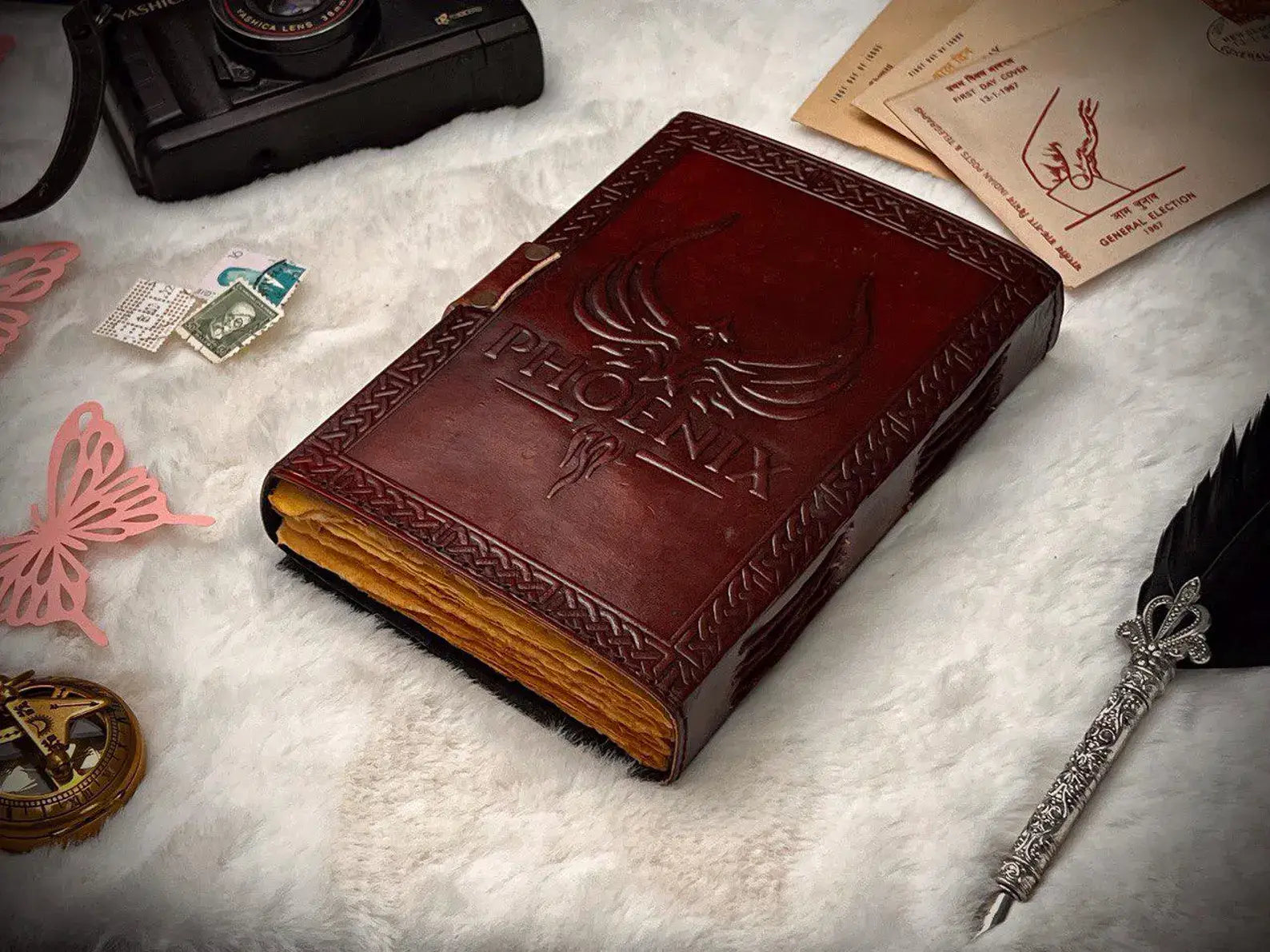 Diario in Pelle Vintage con Rilievo di Harry Potter