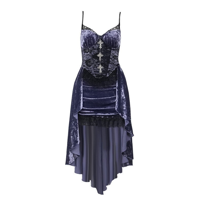 Vestito Velluto Gothic Lilla con croci