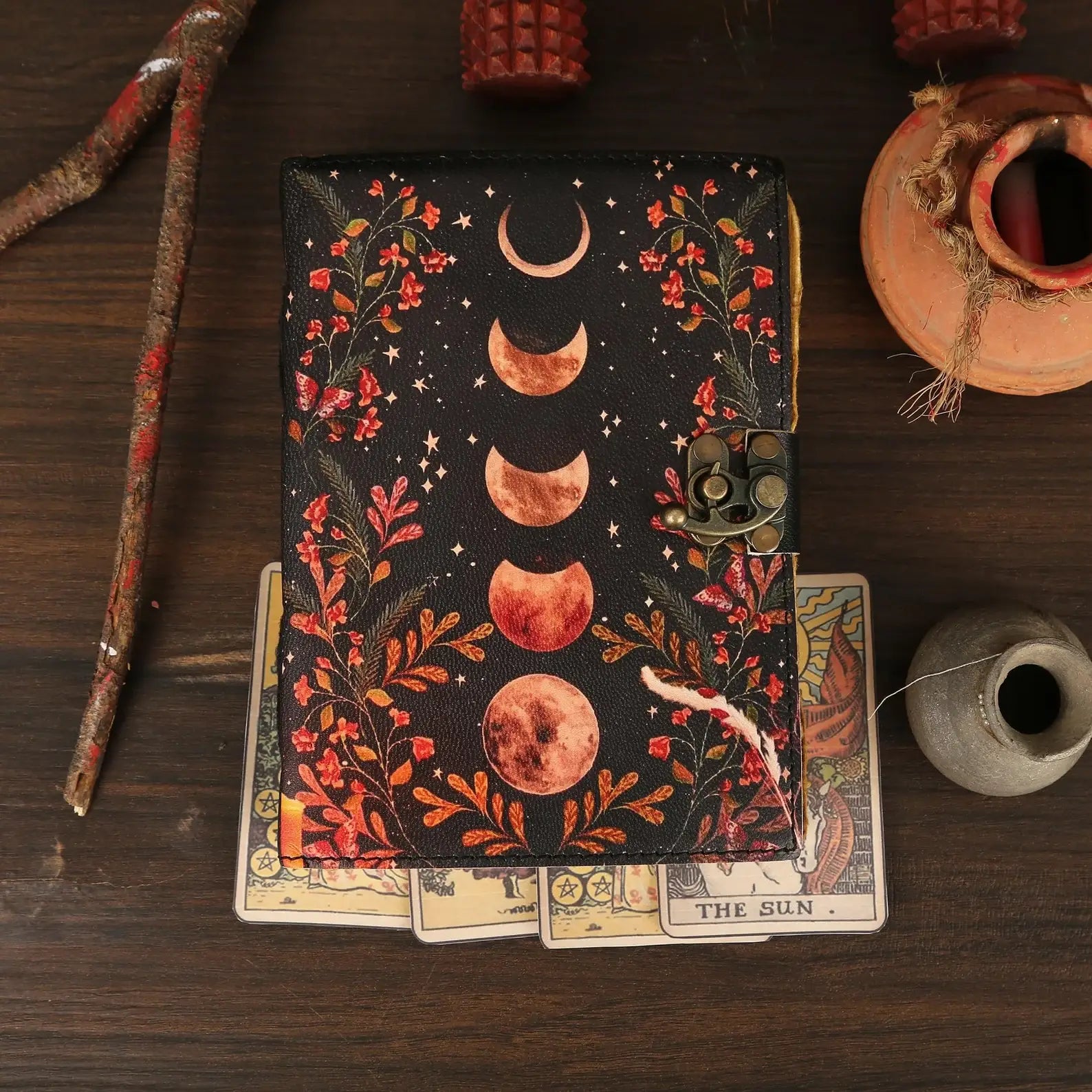 Diario in pelle vintage con stampa lunare