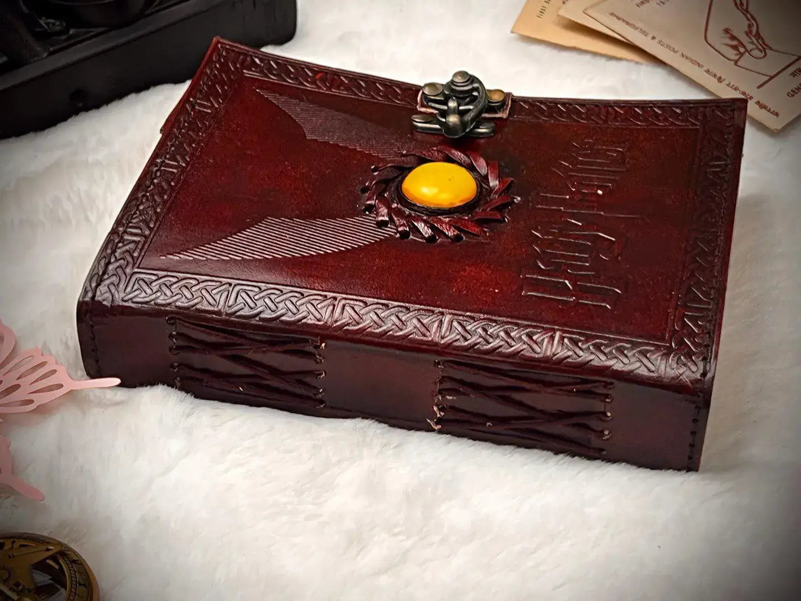 Diario in Pelle Vintage con Rilievo di Harry Potter