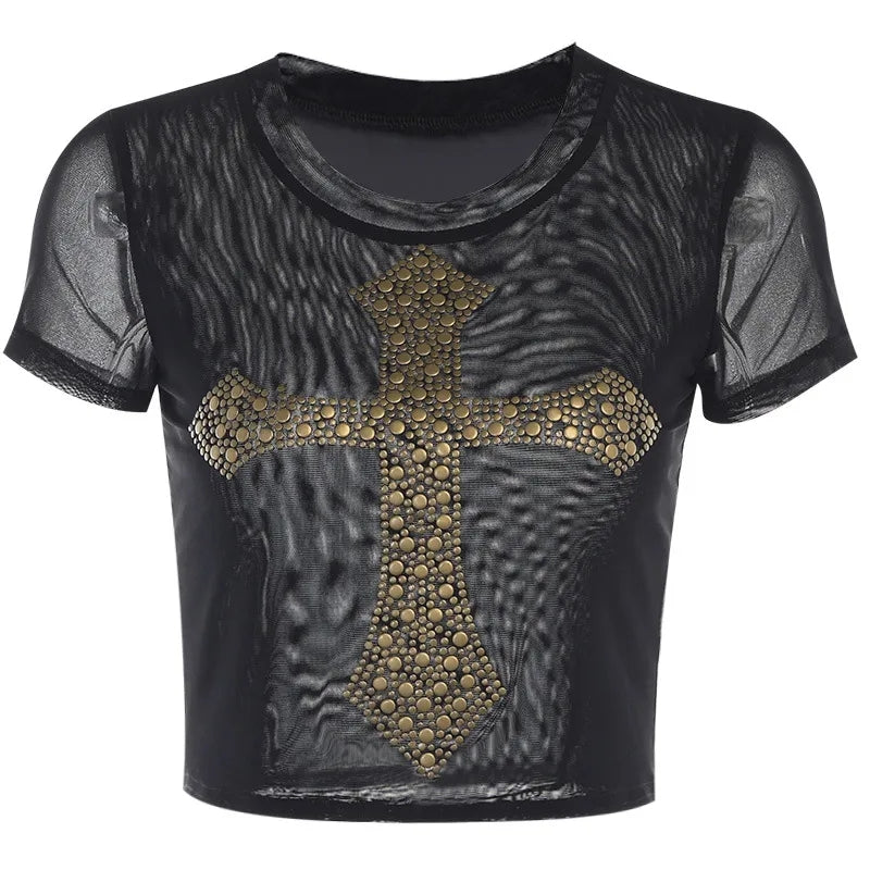 Top Mesh Golden Cross
