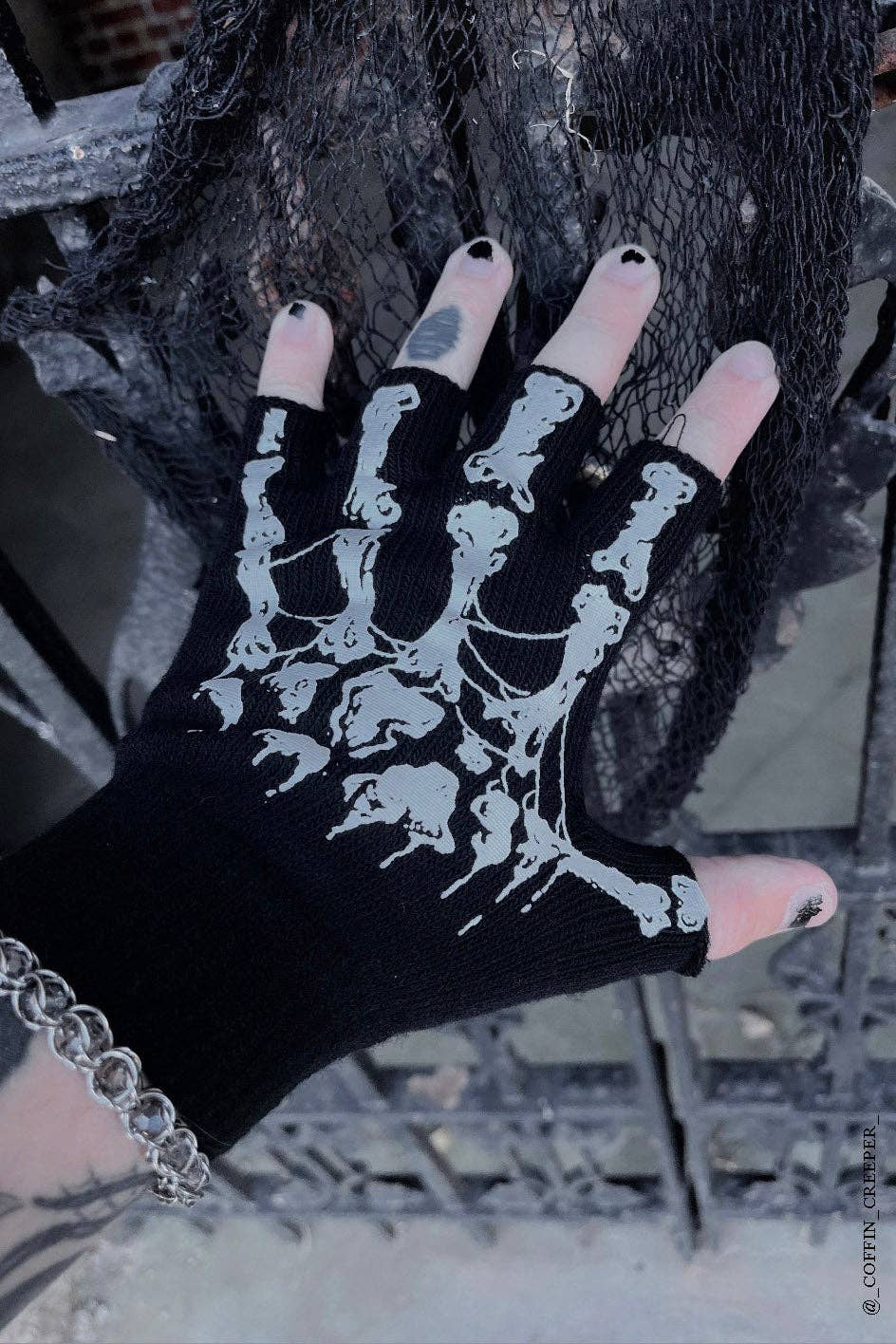 vampirefreaks - Guanti Dead Inside Fingerless Skeleton