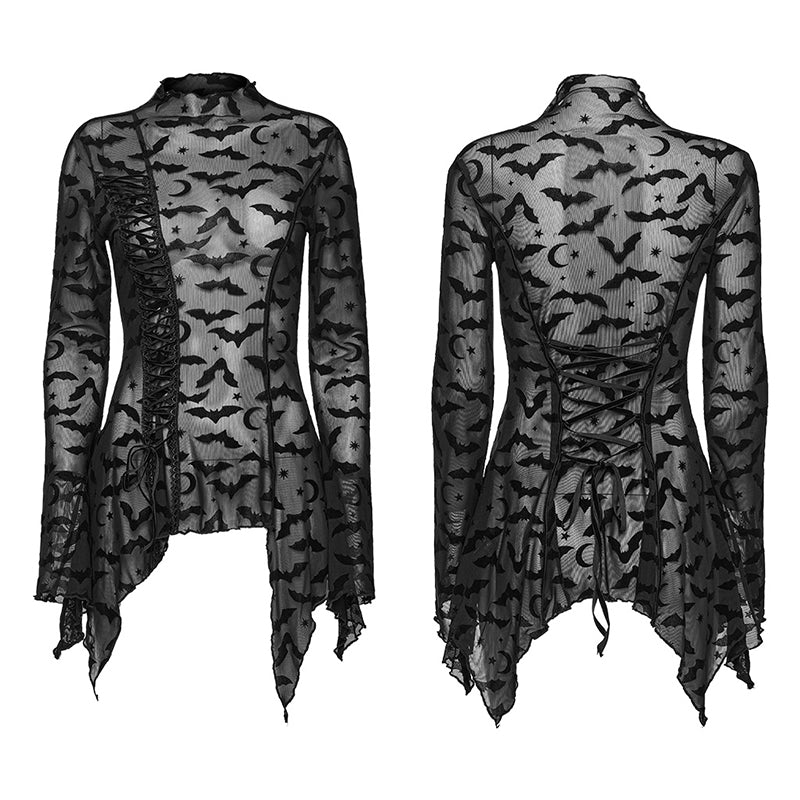 Punk rave Maglia velata pipistrello Long Sleeve
