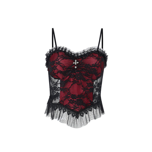 Top Red Lace & Cross