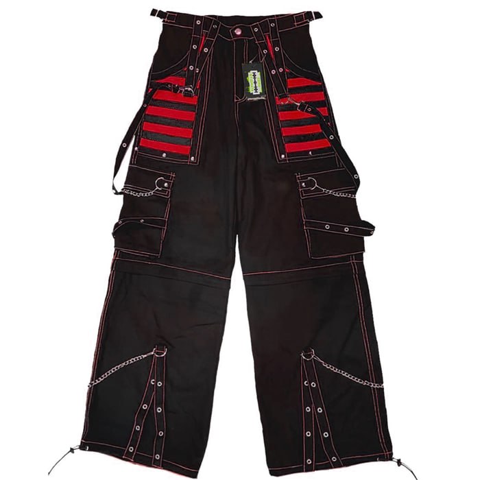Pantaloni Cargo cybergoth Black & Red