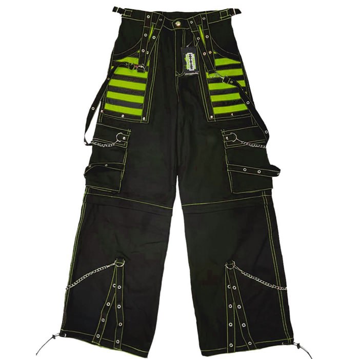 Pantaloni Cargo cybergoth Black & acid green