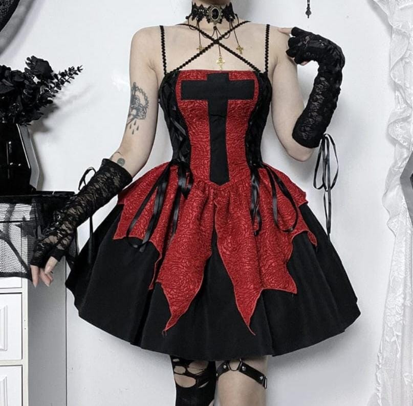 Vestito Goth red cross