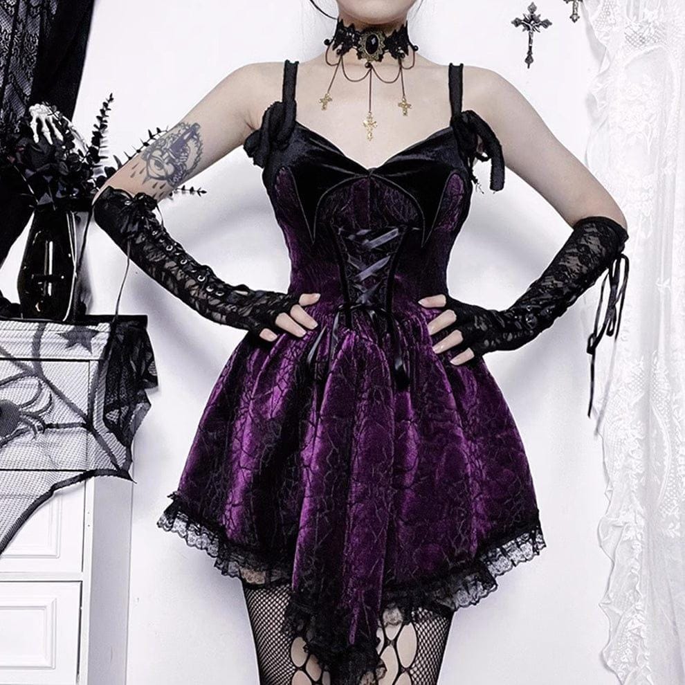 Vestito velvet bat collar
