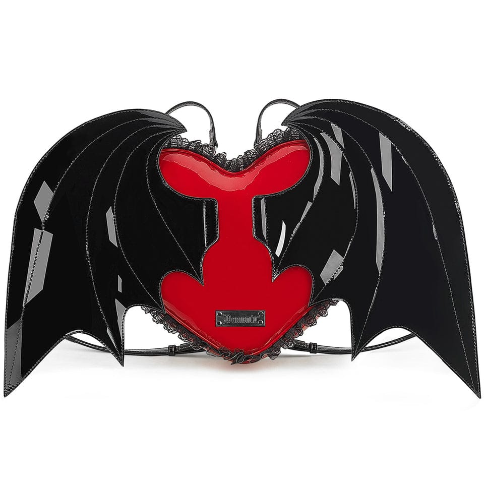 DEMONIACULT PATENT HEART ZAINO CUORE CON ALI DI PIPISTRELLO