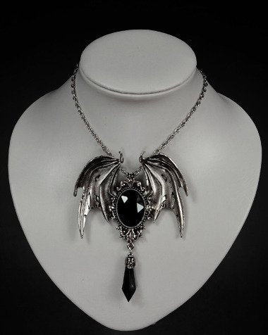 RESTYLE COLLANA GOTHIC WING BAT BLACK