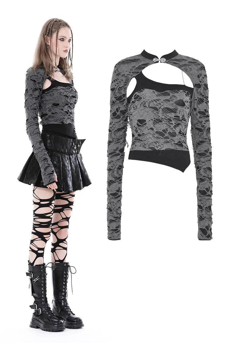 Punk shredded asymmetric top "Dark in Love"
