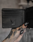 vampirefreaks - Portafoglio Bifold con Catena in Rilievo Teschio Drip