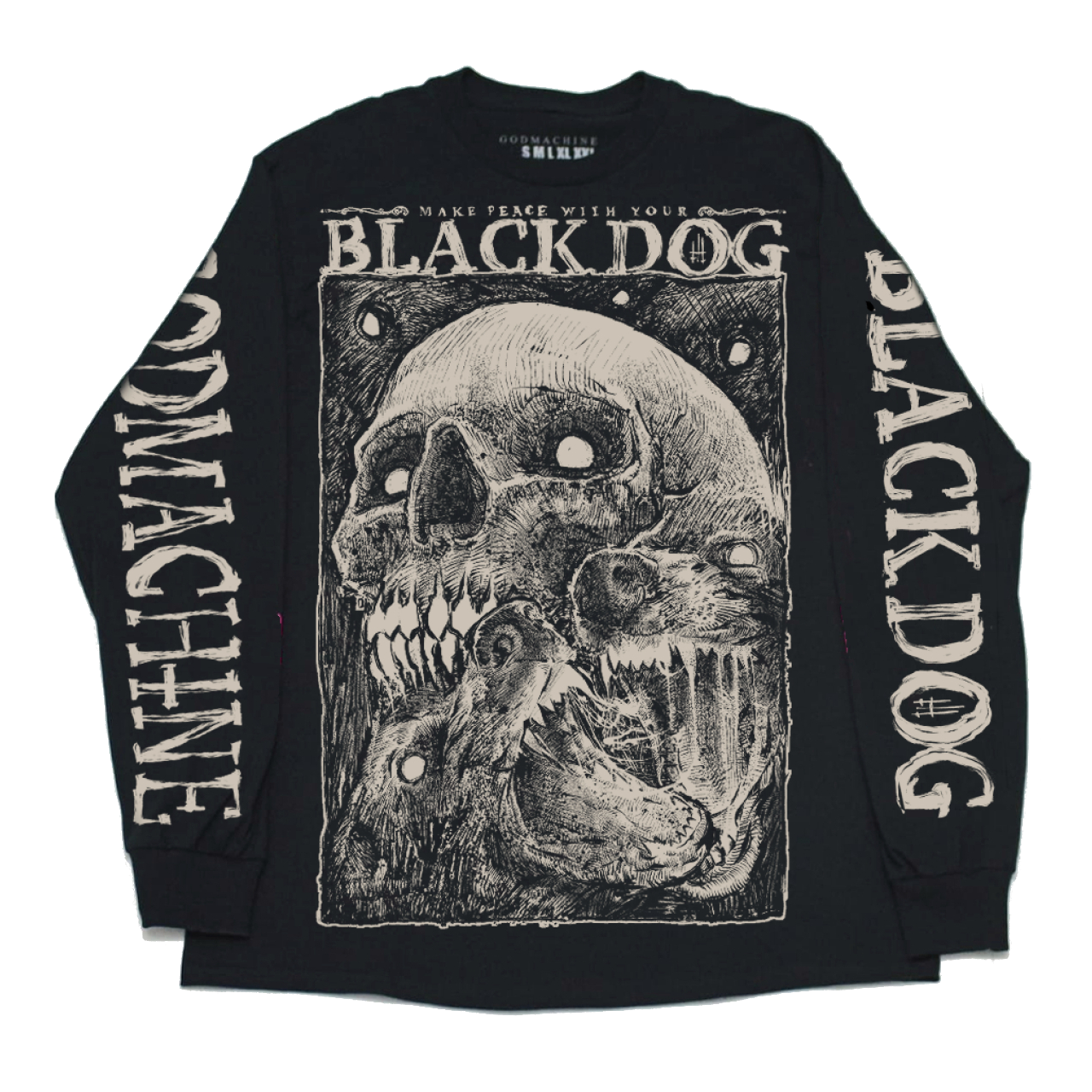Godmachine T-shirt unisex a maniche lunghe Black Dog