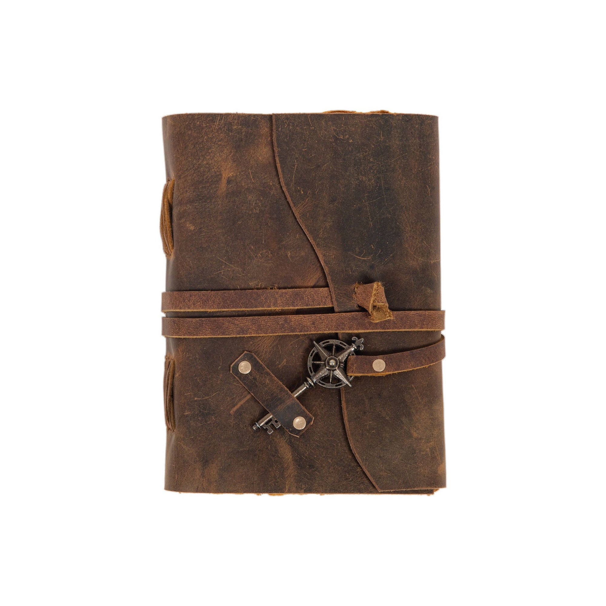 Diario vintage rilegato in pelle con chiave
