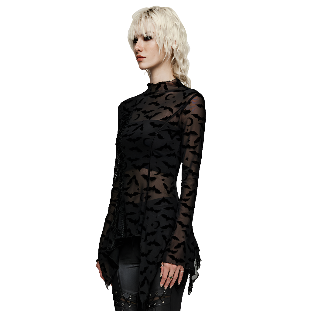 Punk rave Maglia velata pipistrello Long Sleeve