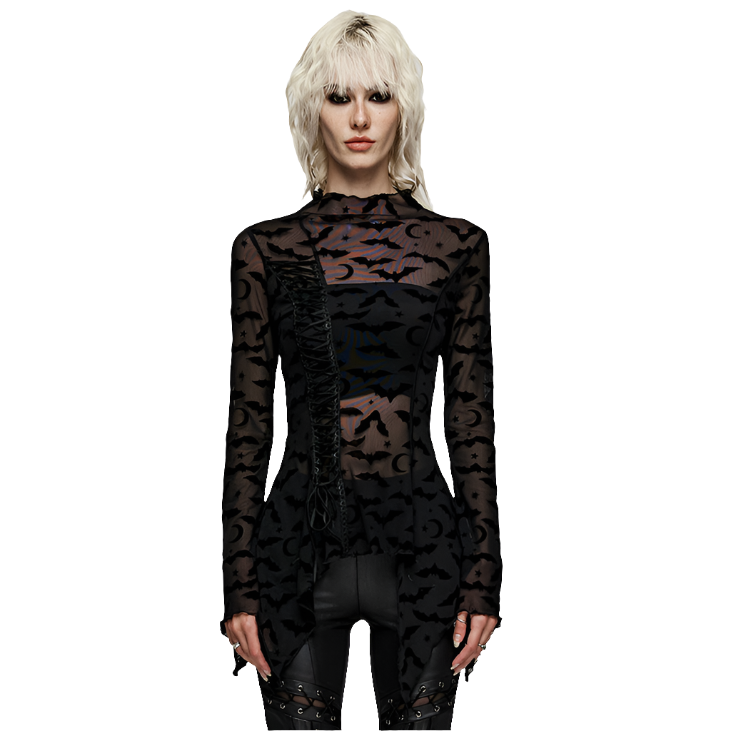 Punk rave Maglia velata pipistrello Long Sleeve