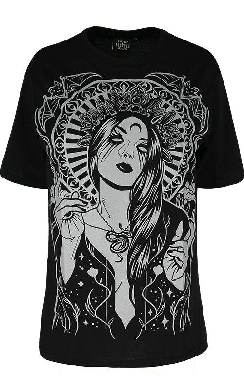 RESTYLE T-SHIRT BLACK LADY SPELLS