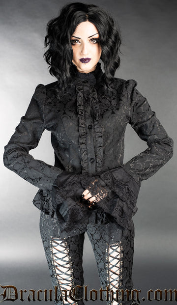 Dracula clothing camicia donna con cravatta vittoriana