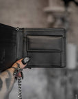 vampirefreaks - Portafoglio Bifold con Catena in Rilievo Teschio Drip