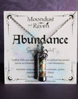 Moondust and Raven - Collana con amuleto Abundance Spell Jar, gioielli in cristallo da strega