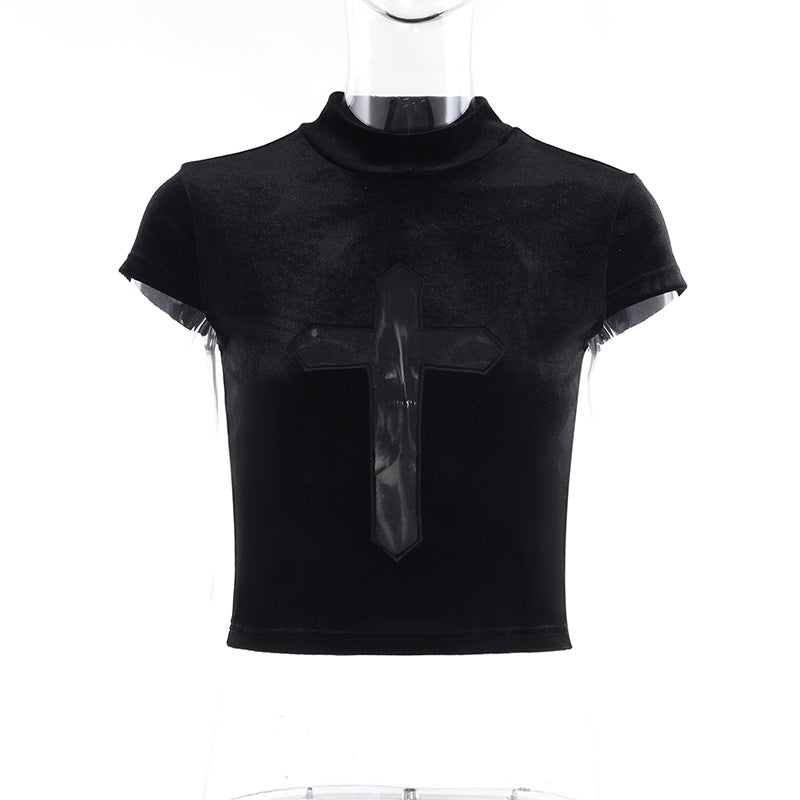 Gothic Sheer Croce Top Velluto