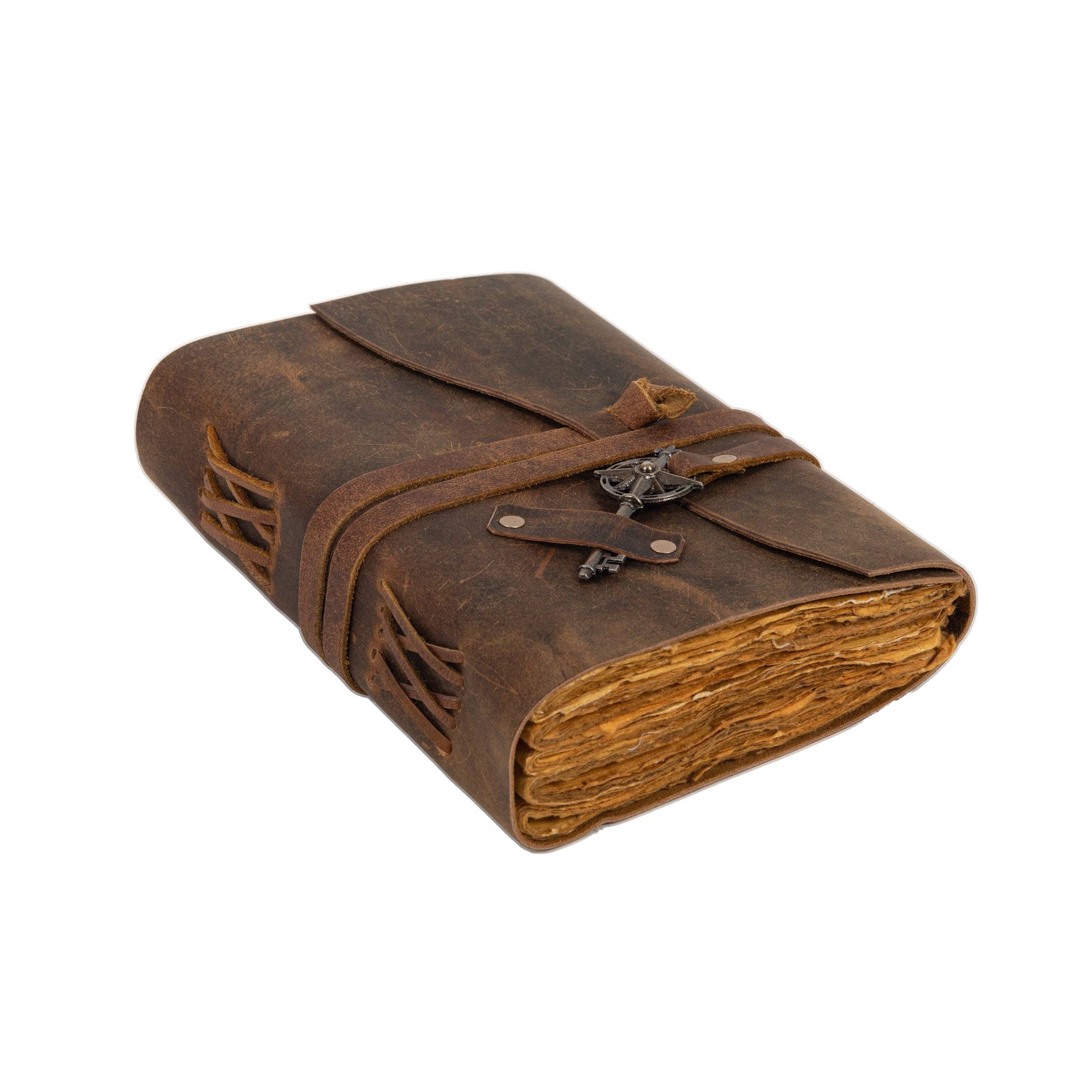 Diario vintage rilegato in pelle con chiave