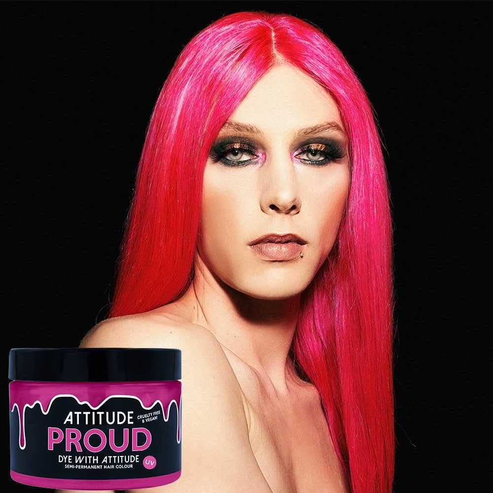 Attitude Hair Dye - Tinta per capelli Proud UV rosa, vegana, cruelty-free