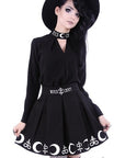 RESTYLE GONNA CORTA PLISSETTATA NERA CON STAMPA ALCHEMICA "SYMBOL SKIRT"
