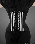 RESTYLE CORSETTO BLACK AND WHITE STRIPES CAMEO CON CORVO "FANTASY RAVEN"