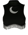 Crop TOP with black zircons  "JASMIN CRESCENT TOP"
