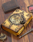 Diario in pelle vintage con stampa a bussola