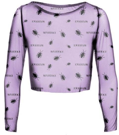 Heroes Inc. Europe B.V. - Top corto in mesh da donna con motivo Beetlejuice Beetle