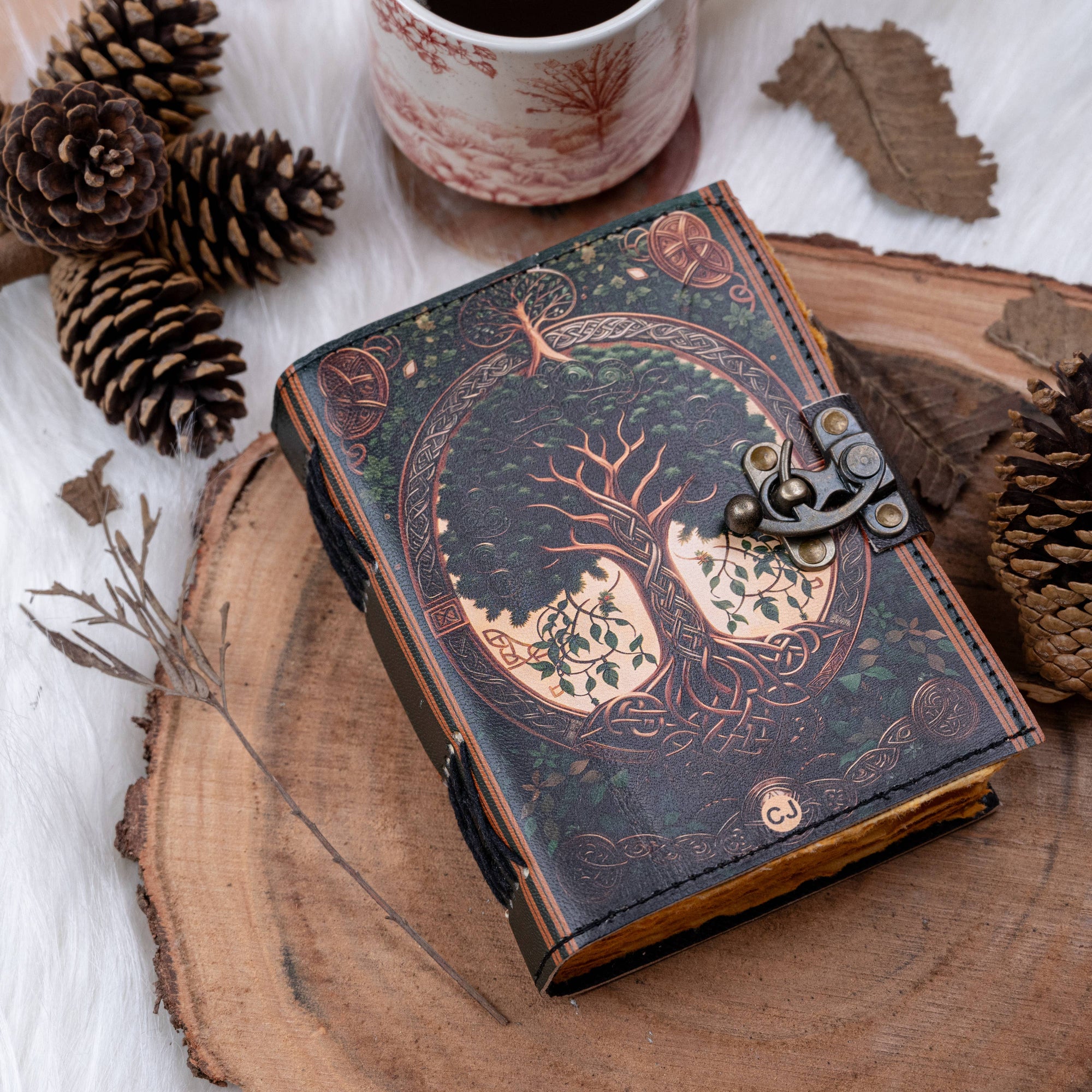 Diario in pelle vintage con stampa ad albero