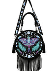 RESTYLE BORSA ROTONDA FORESTA INCANTATA CON FALENA LUNARE E CRISTALLI