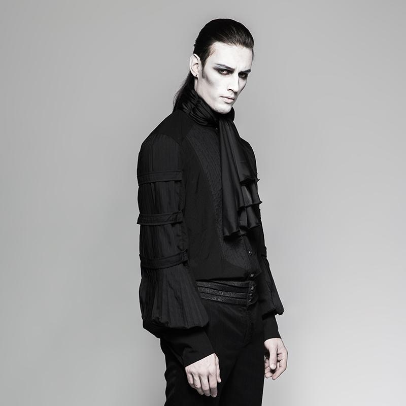 Punk rave Camicia nera a righe gotica con cravatta