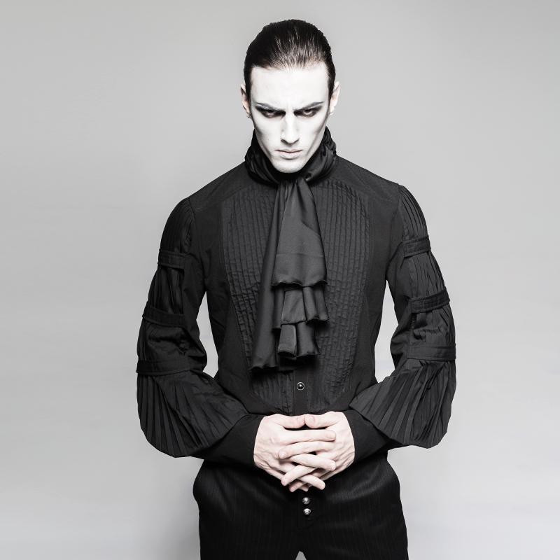 Punk rave Camicia nera a righe gotica con cravatta