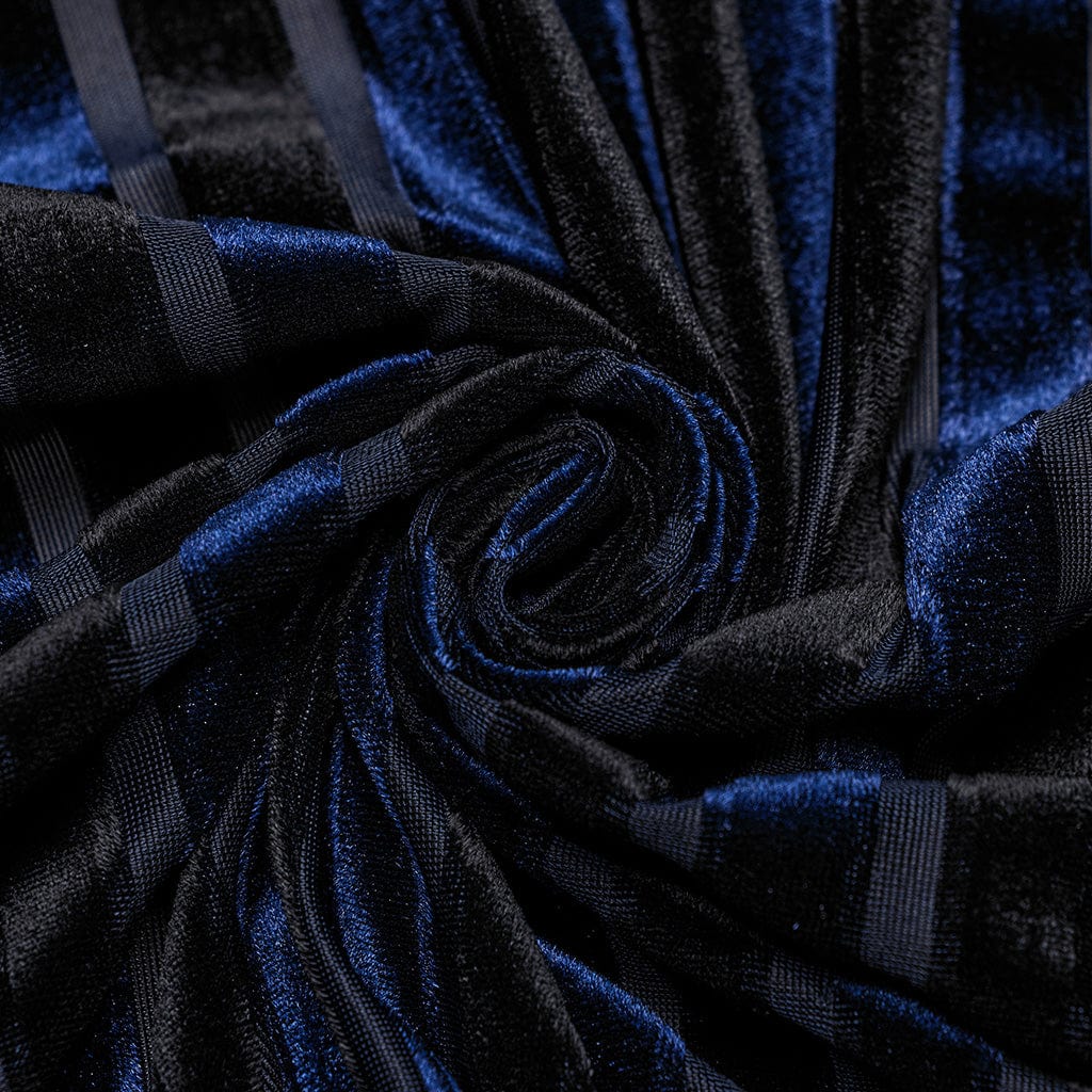 Camicia da uomo in velluto con giunture in ecopelle gotica a contrasto di colore