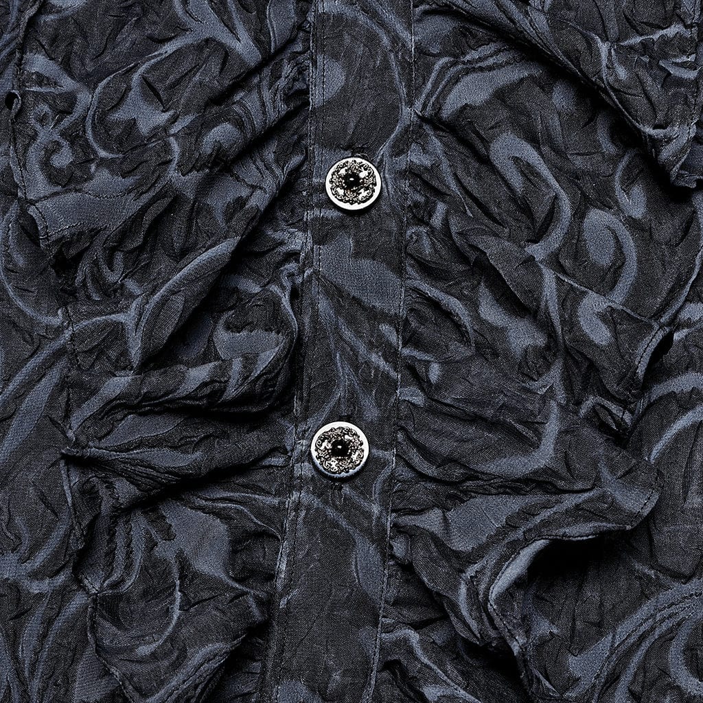 Camicia da uomo gotica con maniche a sbuffo in rilievo increspato